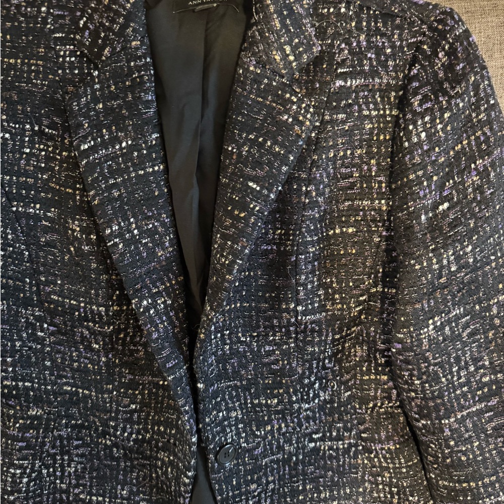 Ann Taylor Black and Purple Textured Jacket